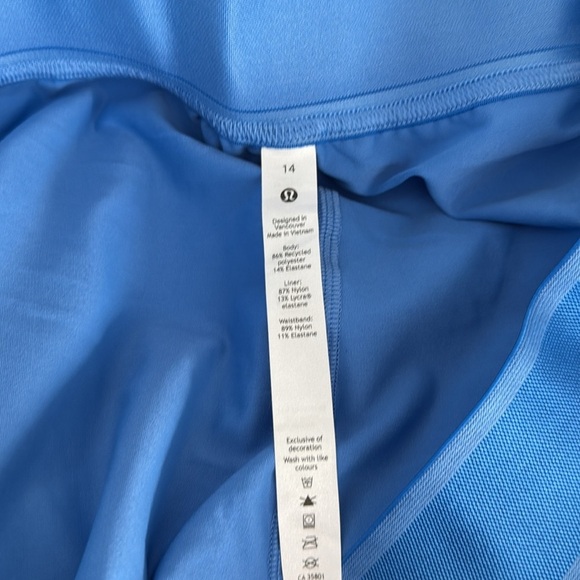 Lululemon Court Rival High-Rise Skirt Skort Blue Nile Color Womens Size 14 - Picture 9 of 16